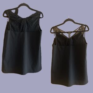 French Connection Crepe Lace Trim Tank Top